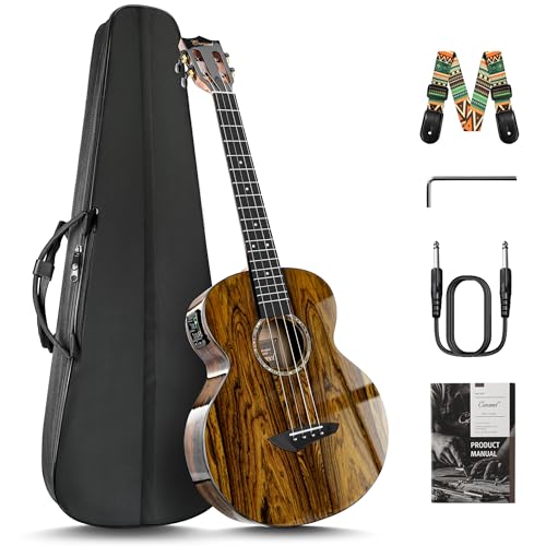 Caramel BEG95 Butterfly Bocote Glossy Baritone Acoustic & Electric Ukulele | 30-inch Handmade Professional Ukelele Kit with Accessories
