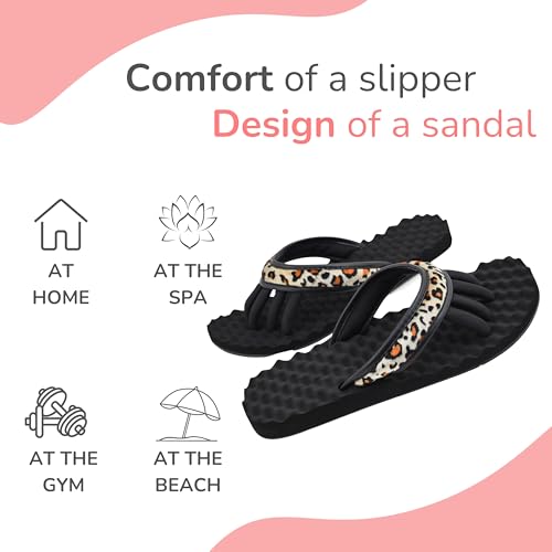 Image of Pedi Couture EVA Footbed Orthotic Pedicure Flip Flops for Women - Comfortable Arch Support Sandals Women's for Home, Salon, Yoga & Gym - Flip Flops with Built in Toe Separators for Nail Drying