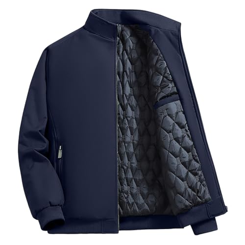 Generisch Winterjacke Herren Wintermantel Bequeme Puffer Jacke Baumwolle Warm Daunenjacke Winter Daunenmantel Outdoor Jacken Casual Herren-jacken Einfarbig Steppjacke Arbeitsjacke Blau 4XL