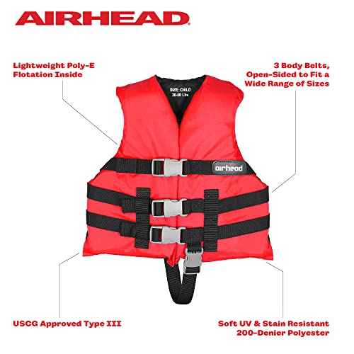 Airhead Children's General Purpose Life Vest, Coast Guard Approved, Red #TOP1