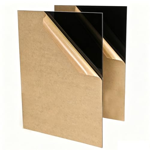 Image of Translucent Black Acrylic Sheets 8 * 12 inch 1 /8 inch Thick (2.8~3mm) Transparent Cast Acrylic Plexiglass Board for Sign, DIY Project, Laser Cutting, Wedding, Craft, Picture Frame, Engraving(2 Pieces)