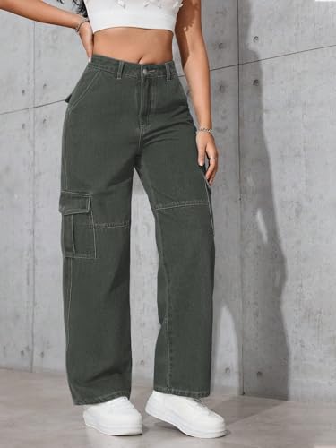 Image of Tagas Women Cargo Jeans | Women,s Cargos-Pants | (Women's) Denim Cargo's Pants || Cargo,s for Woman || Oversized-Jeans for Woman's || Loose Jeans Pant for Woman,s
