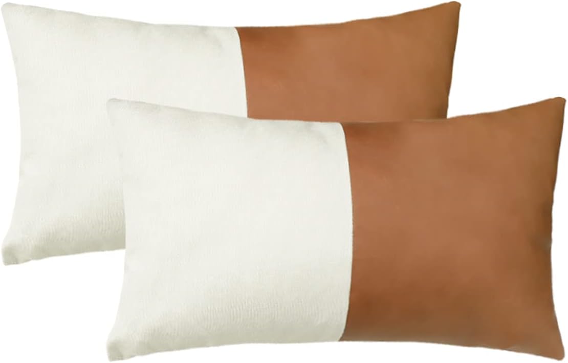 cognac leather pillow