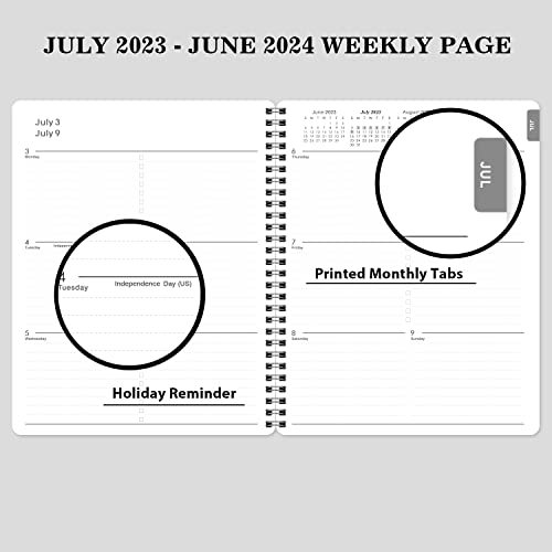 Academic Planner 2023-2024 - July 2023 - June 2024, 8" X 10", , Weekly & Monthly Planner, Flexible Cover, To-Do List, Twin-Wire Binding #TOP3