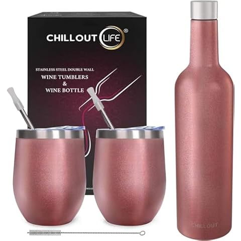 CHILLOUT LIFE Stainless Steel Wine Tumblers and Bottle Set Cover