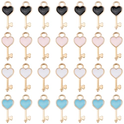 Breloques clés en cœur émail bijoux pendentifs amour Saint Valentin