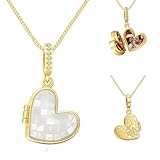 Lam Hub Fong Collar Medallón Corazón para Mujer Colgante Portafotos Personalizado Cadena Ajustable Regalos para San Valentín, cumpleaños, Día de la Madre, Navidad (Blanco)