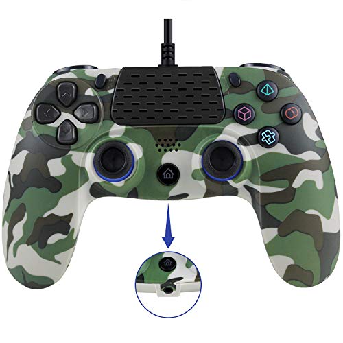 Wired PS4 Controller, Dual Vibration USB Wired PS4 Remote Controller Joystick Gamepad with 3.5MM Headphone Jack 2.5 Meters (8 Feets) Cable for Play Station 4 PS4/PS3/PC Platform