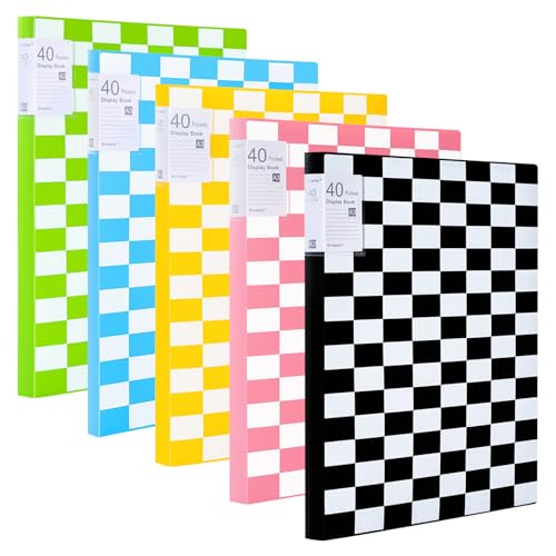 Srvnpioy 40 Taschen A3 Päsentationsdisplay Buch (5 Farben) A3 Sichtbuch Kunststoff Portfoliobuch Präsentationsbuch mit 40 Klarsichthüllen für Portfolios, Gemälde, Kunstwerke, Zeichnungen