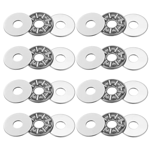 Image of sourcing map 8 Sets AXK0819 Thrust Needle Roller Bearings with 16 Washers, Chrome Steel Needle Roller Bearings, ID 8mm, OD 19mm, Thickness 4mm