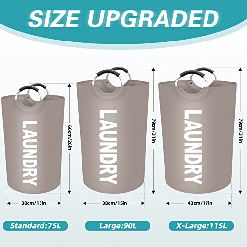 StorageRight 90L Large Laundry Basket, Laundry Hamper, Dirty Clothes Hamper for Laundry, Collapsible, Waterproof Laundry Baskets with Foam Protected Aluminum Handles for Laundry, Dorm, Family (Khaki) by StorageRight - Image 2