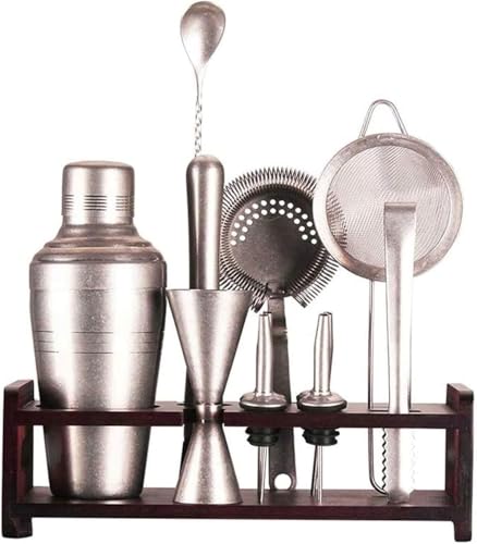 Set de coctelera 7 piezas con soporte de bambú acero inox miniatura 1
