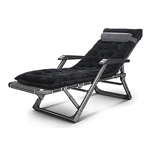KSW_KKW Single Siesta Artifact Folding Simple Lunch Break Dual-purpose Recliner Portable Multifunctional Office Camp Bed(  Black)
