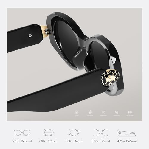 Oval Sunglasses for Womens Trendy - Retro Cat Eye Sun Glasses Shades UV Protection3