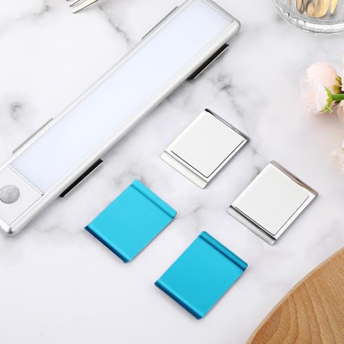 Konohan 6 Pcs Under Cabinet Lights Magnetic Sticky Replacement Magnetic Strips Blue Tape Strips with Adhesive Backing Cabinet Lights Sticky(1.77 x 1.38 Inches)