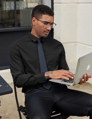 COOFANDY Men's Dress Shirts Long Sleeve Button Down Formal Shirt Regular Fit Solid Business Casual Shirts3