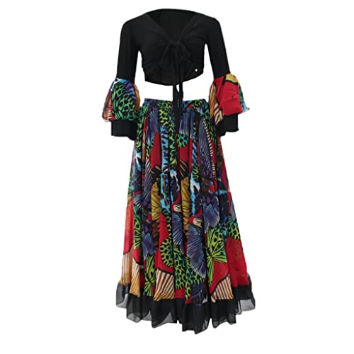 Jupe bellydance fendue longue avec ceinture élastique pour costume de danse