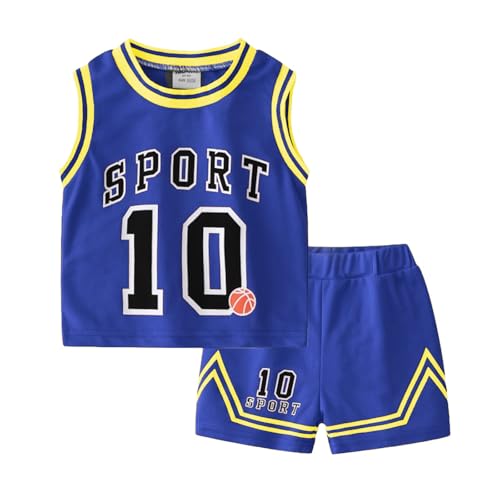 Image of Volunboy Kids Sports Shorts Sets Boys Jerseys Tracksuit 2 Piece Basketball Performance Tank Top and Mesh Shorts Set