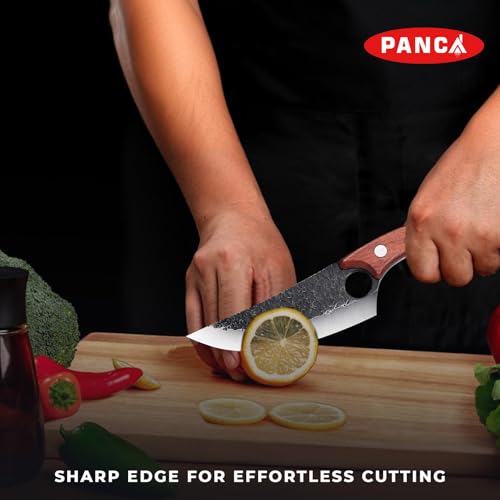Image of PANCA Premium 8 Inch Chef's Knife - Ultra Sharp High Carbon German Stainless Steel Blade | Ergonomic Wooden Handle | Forged Knife for Meat, Vegetables & Home Kitchen