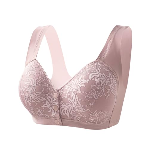 Soutien-gorge fermeture devant en dentelle sans armature rose pour un maintien confortable au quotidien