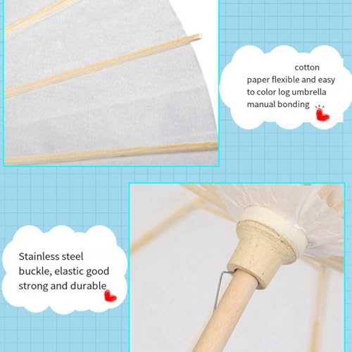 Papier parasol parapluie de mariage 18 pièces en bois léger 60cm - 4