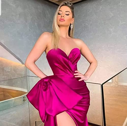 MuXiuFC Sweetheart Prom Dress 2023 Strapless Long Ball Gowns High Slit Satin Formal Evening Dresses for Women4