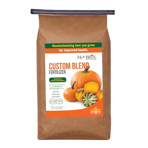 HyR BRIX Custom Blend 8-6-12 Pumpkin Fertilizer, 45lb Bag - Balanced Nutrient Formula with Calcium &...