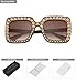 MEETSUN Elton Square Rhinestone Sunglasses | Oversized Bling sunglasses for Women with Diamond Bedazzled Frames | 70s Retro Style Beach Vacations & Disco Outfit-Dark Brown Lens sunglasses