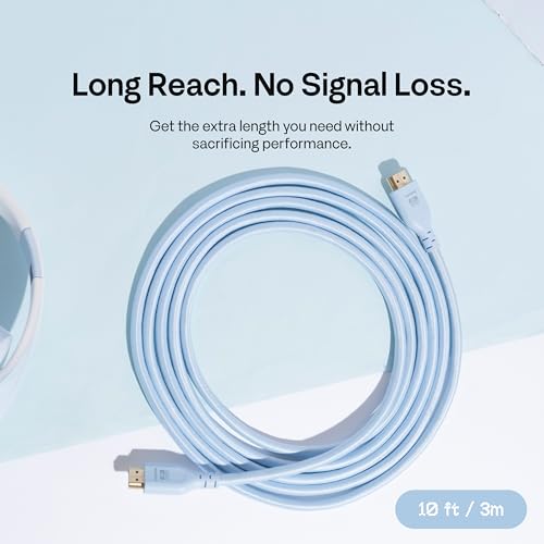 Image of Pixio Blue 8K HDMI 2.1 Cable Ultra Certified Ultra High Speed 10FT 8K 60Hz 4K 120Hz Nylon Braided, Gold Plated Connector, Anti-Breakage, HDR10+, dtsx, eARC, HDCP, Dolby Compatible