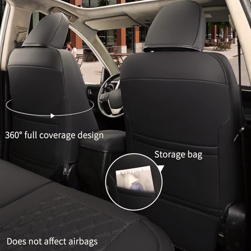 Image of GIANT PANDA Pu Leather Car Seat Covers Full Set Custom Fit for Toyota RAV4 2019 2020 2021 2022 2023 2024 Adventure,TRD-Off Road,Black