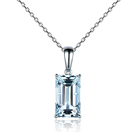 4.5ct natural emerald cut aquamarine solitaire 14k white gold pen…