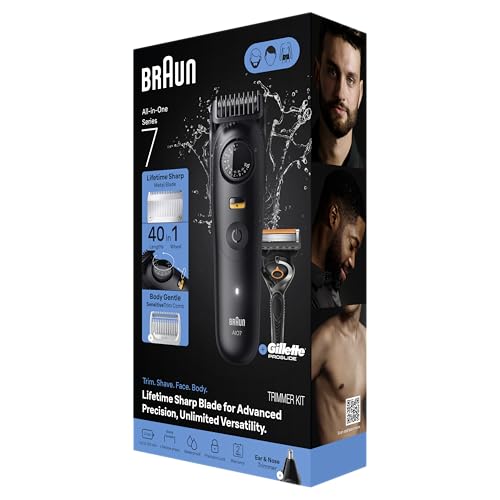 Braun Series 7 All-in-One Beard & Body Grooming Kit for Men, Cordless Trimmer, Hair Clippers & Shaver for Face, Hair & Body with Gillette ProGlide Razor, AIO 7530 - image 9