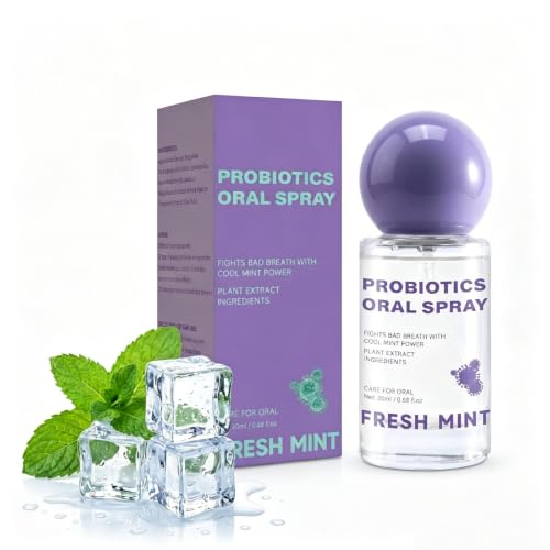 Probiotic Oral Spray with Natural Plant Extracts Fresh Cool Mint Mouth Spray for Bad Breath Travel-Sized Oral Care for On-the-Go Freshness 0.68 fl oz