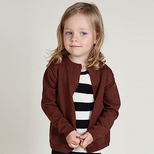 mesh neckline pink cardigan knit coat girl Baby Toddler Teen Boys Girls Crewneck Cardigan Sweaters Long Sleeve Kids Button Cotton School Uniform Knit Tops Outwear (Blue-A, 6-7 Years)4