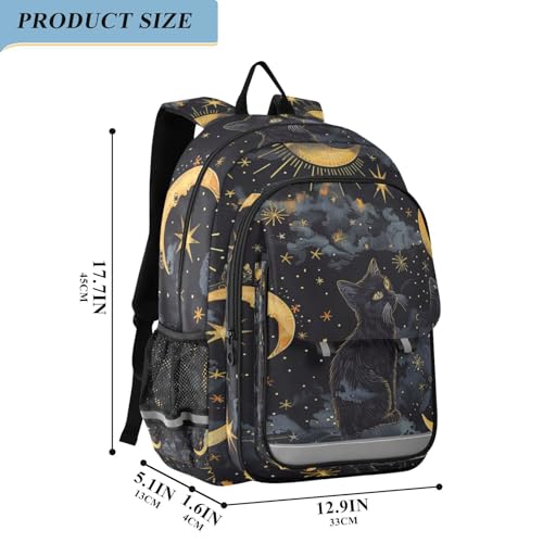 Moon Star Black Cat Travel Laptop Backpack, 17 inch Large Laptops Backpack Business Computer Bag Casual Daypack for Women Men4