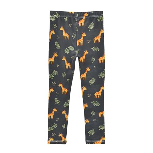 Cute Giraffe Leaves 1 Girls Leggings Athletic Pants Tights Stretch Bottom2