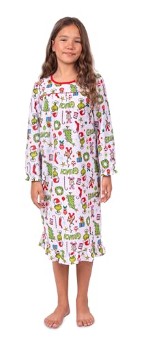 Prestigez Dr. Seuss The Grinch Who Stole Christmas Girls and Toddlers Long Sleeve Traditional Granny Nightgown