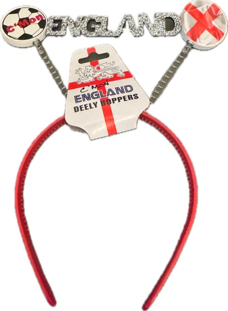 COME-ON ENGLAND glitter Headband supporter head band, football fan flag, Red / White