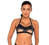 Roma Oberteil mit Nieten und Unterbrustausschnitt für Rave/Festival