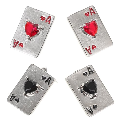 LALAFINA Pendientes 2 Pares para Mujer Ajuste Cómodo y Brillo Duradero de de Póker Forma de en Cobre en Fiestas y Días Laborales