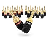 Sewell Deadbolt Banana Plugs 10-Pairs, Gold Plated Speaker Plugs, Quick Connect, Tool-Free, SW-29863-10