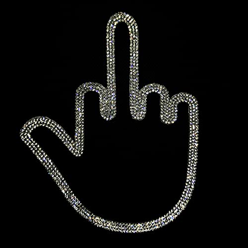 Middle Finger Bling Decal, Car Rear Trunk Bumper Sticker, Sparkly Lightening Bounce-Off High-Beam Reflective Sticker 6'' Height #TOP1