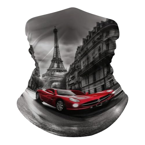 City Street Red Car Neck Gaiter Face Mask Bandana Head Scarf Breathable Face Cover Sun Protection Windproof Balaclava