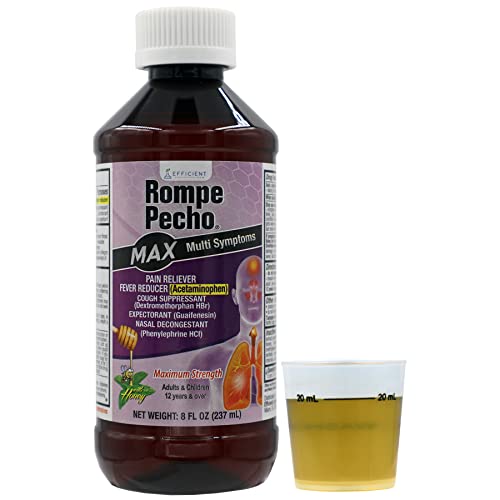 Rompe Pecho MAX, Multisymptom Severe Cold and Flu Syrup, 8 FL Oz, Bottle