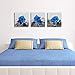Modern wall art painting bedroom decor blue rose landscape picture printed on canvas - Giclee artist home decor art wall decoration and office decoration 3 panel stretch and frame ready to hang