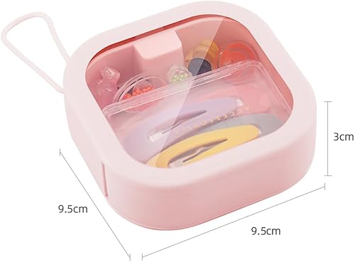 Miniatura 5 de Hsufeng 1 caja organizadora de lazos para el cabello, organizador portátil para ligas para el cabello, organizador de joyas, dispensador de viaje