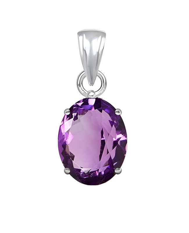 ptm Natural Amethyst/Kathela 3.25 Ratti or 3 Carat Astrological Certified Gemstone bis Hallmark 925 Sterling Silver Pendant for Men & Women -fba2325-picture-1