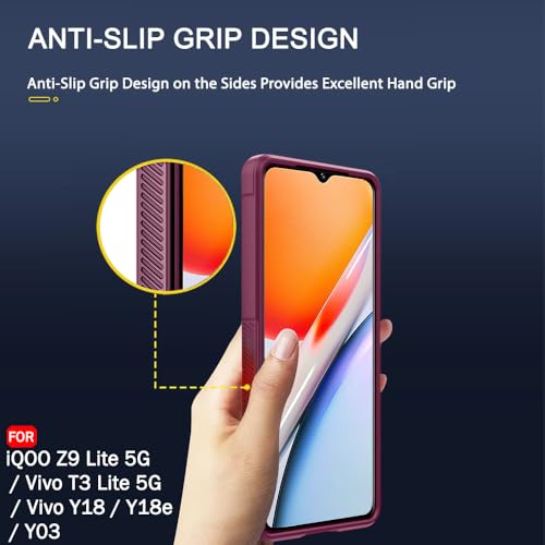 Image of TheGiftKart Liquid Silicon Back Cover Case for iQOO Z9 Lite /Vivo T3 Lite 5G / Y18 /Y18e /Y03 /Y28s /Y37 | Shockproof Military Grade Protection | Micro-Fibre Cloth On Inside | Anti-Slip Grip (TPU, Plum)