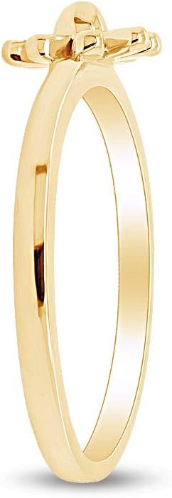 AFFY Simple Daisy Flower Promise Ring 14k Gold Over Sterling Silver for Women