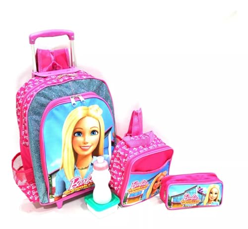 Kit Mochila Escolar Boneca Princesa Brilho Rodinhas Tam G Infantil S1